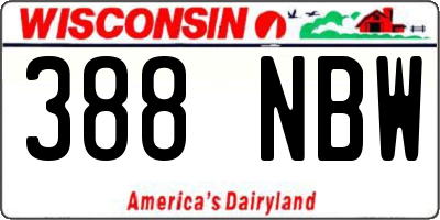 WI license plate 388NBW