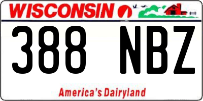 WI license plate 388NBZ