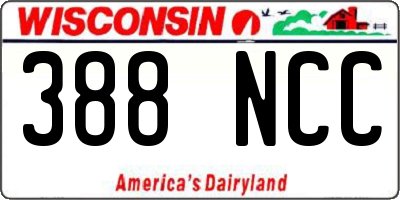 WI license plate 388NCC