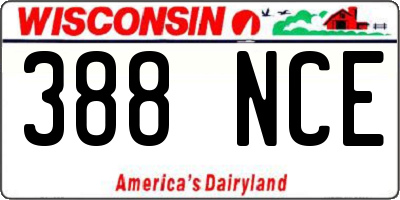WI license plate 388NCE