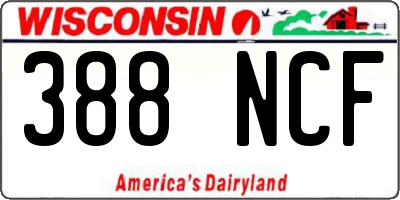 WI license plate 388NCF