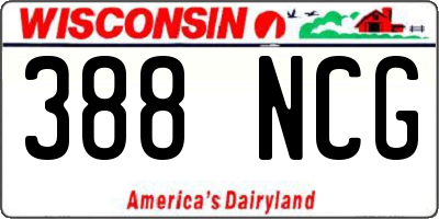 WI license plate 388NCG