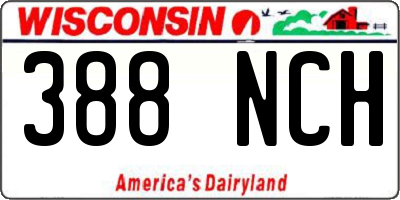 WI license plate 388NCH