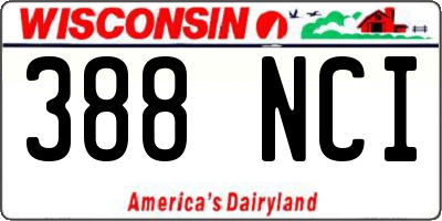 WI license plate 388NCI