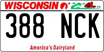 WI license plate 388NCK