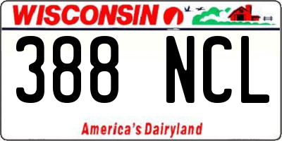 WI license plate 388NCL