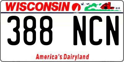 WI license plate 388NCN