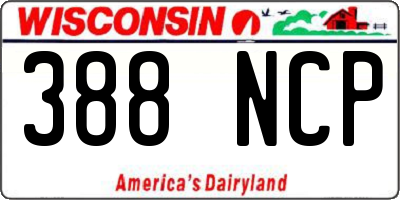 WI license plate 388NCP