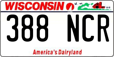 WI license plate 388NCR