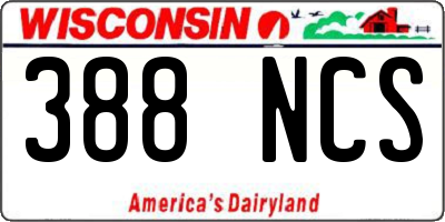 WI license plate 388NCS