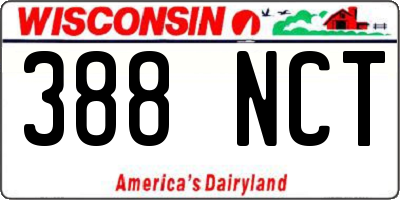 WI license plate 388NCT
