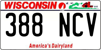 WI license plate 388NCV