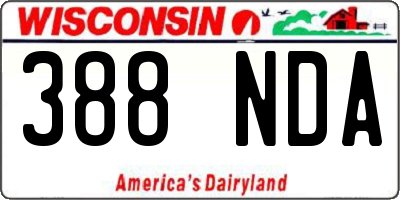 WI license plate 388NDA