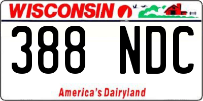 WI license plate 388NDC