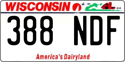 WI license plate 388NDF