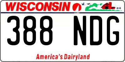 WI license plate 388NDG