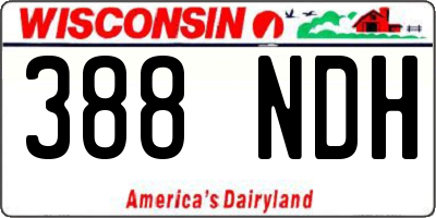 WI license plate 388NDH