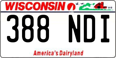 WI license plate 388NDI