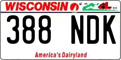 WI license plate 388NDK