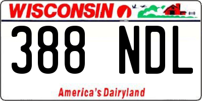 WI license plate 388NDL