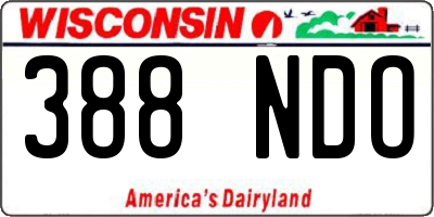 WI license plate 388NDO
