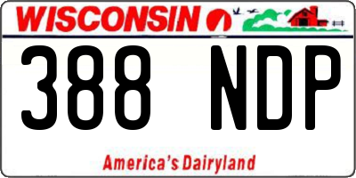 WI license plate 388NDP