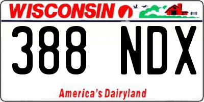 WI license plate 388NDX