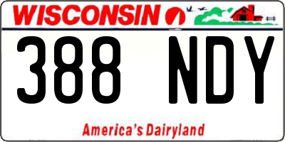 WI license plate 388NDY