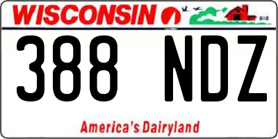 WI license plate 388NDZ