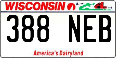 WI license plate 388NEB