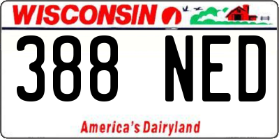 WI license plate 388NED