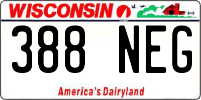 WI license plate 388NEG