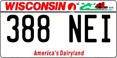 WI license plate 388NEI