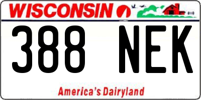 WI license plate 388NEK