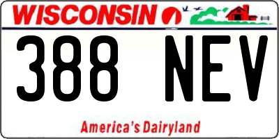 WI license plate 388NEV
