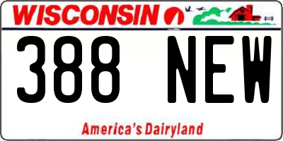WI license plate 388NEW