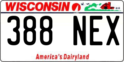 WI license plate 388NEX