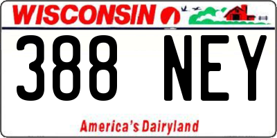 WI license plate 388NEY