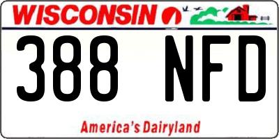 WI license plate 388NFD