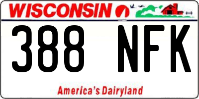 WI license plate 388NFK