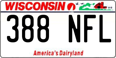 WI license plate 388NFL