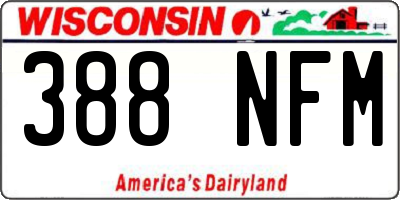 WI license plate 388NFM