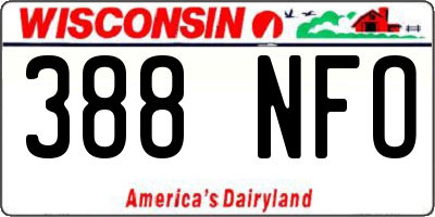 WI license plate 388NFO