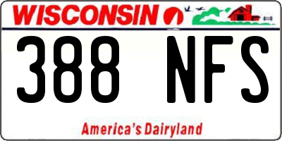 WI license plate 388NFS