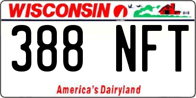 WI license plate 388NFT