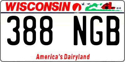 WI license plate 388NGB