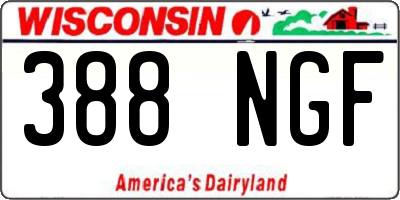 WI license plate 388NGF