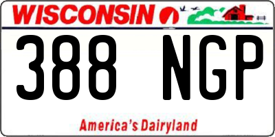 WI license plate 388NGP