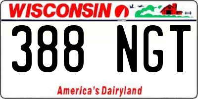 WI license plate 388NGT
