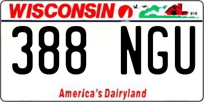 WI license plate 388NGU